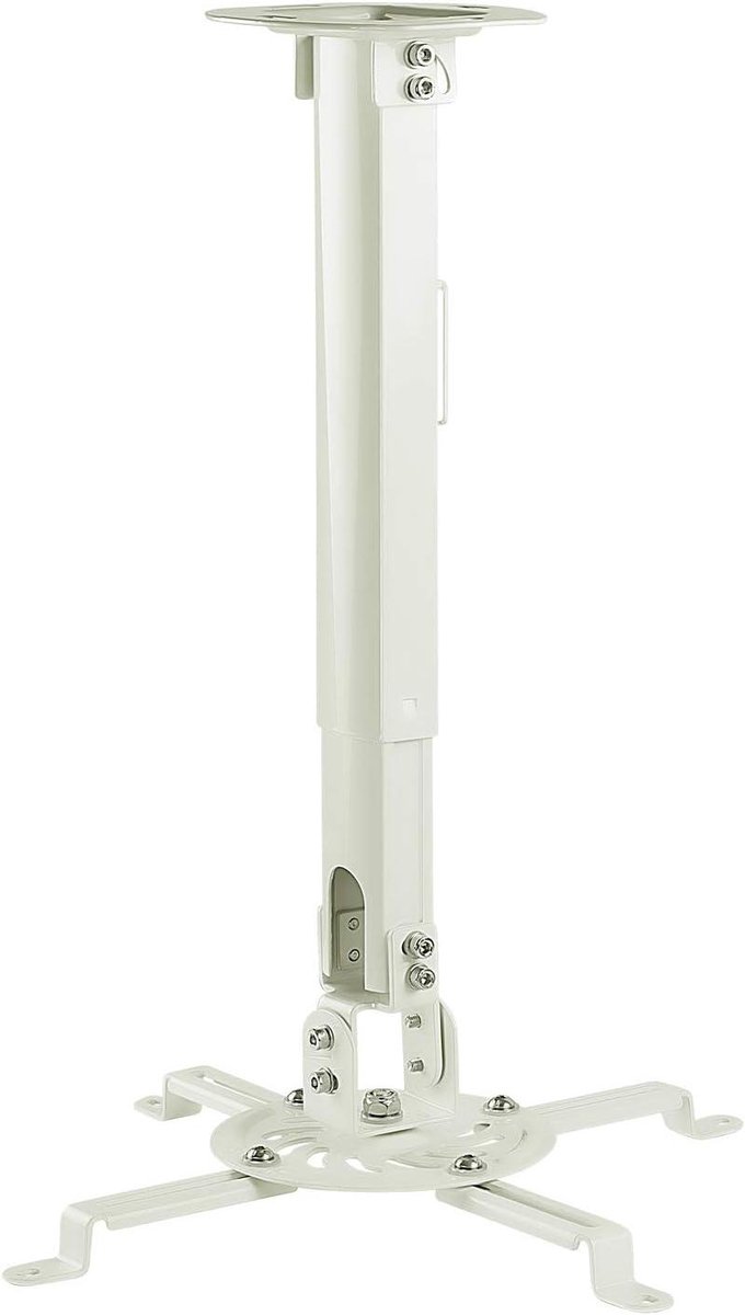 Plafondprojectorhouder - Universele standaard - Home cinema - In hoogte verstelbaar - Tot 135 kg - Wit
