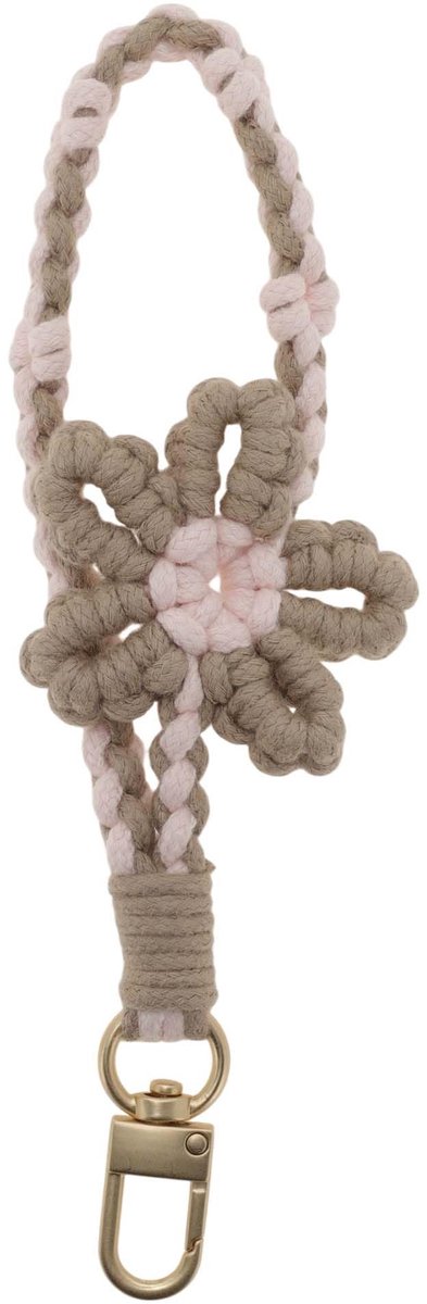 Dailygoods- Sleutelhanger Boheemse Stijl - Gevlochten Macramé - Bloemenpatronen - Katoenen Draden - Robuuste Haaksluiting - Duurzaam Design - Sleutelring