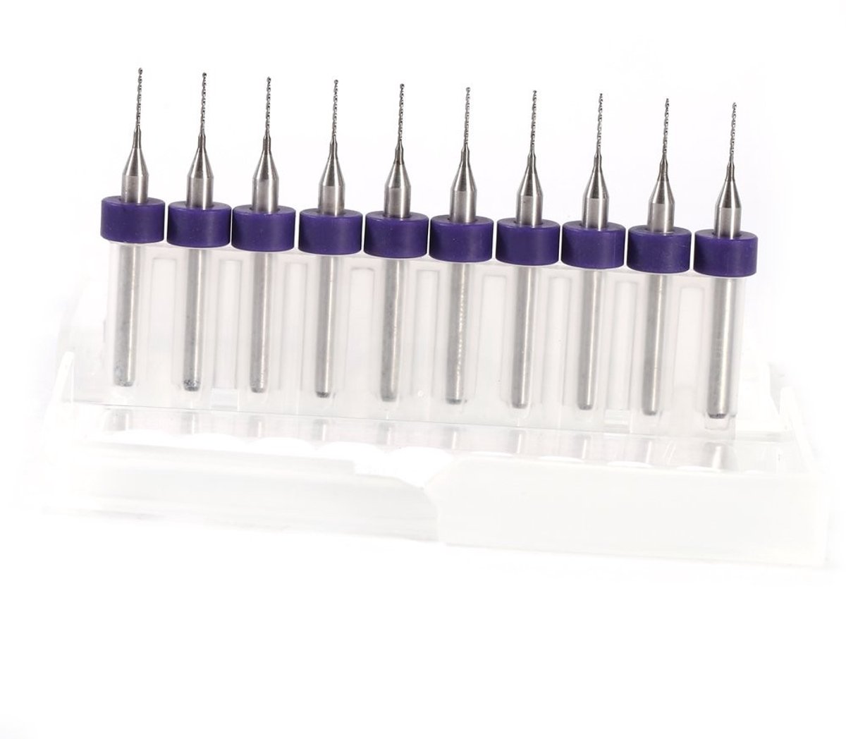 Dailygoods- Micro Boren 10 Stuks - HSS/Hardmetaal - Spiraal Fluit - Geschikt voor PCB's - Gebruiksvriendelijke Koffer - Snijkantdiameter 0,5 mm - Boorbits