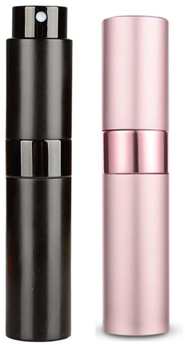 Dailygoods- Parfumverstuiver 8 ml - Pakket van 2 - Hervulbaar - Reisvriendelijk - Draagbaar - Lichtgewicht Aluminium - Spuitfles