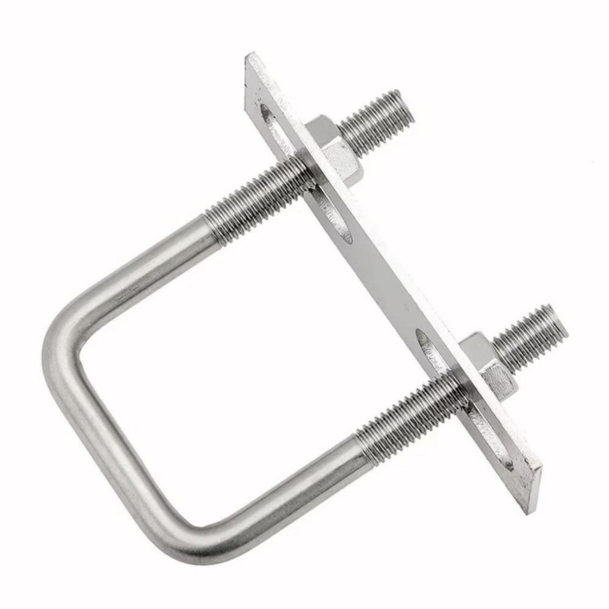 Dailygoods- U-bouten M10 - Vierkante U-vorm - Bevestigingsmateriaal - Roestvrij staal - Moeren - Schroefdraad 50 mm