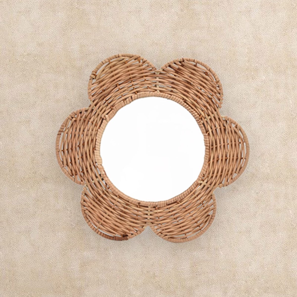 Dailygoods- Wandspiegel Ronde Vorm - Natuurlijke Rotan - Cosmetische Spiegel - Wanddecorat