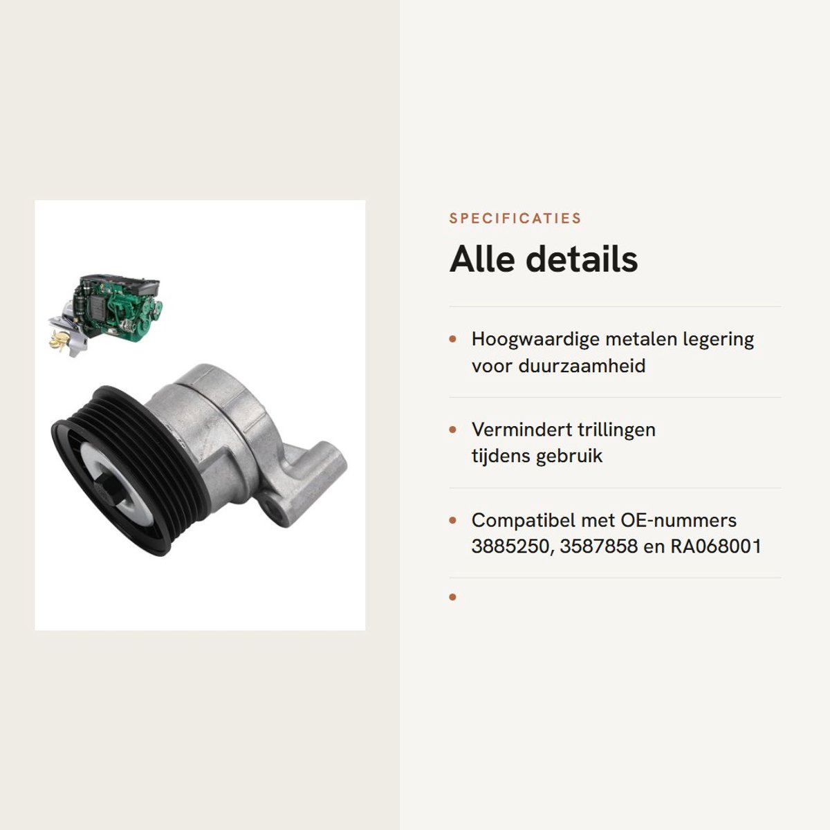 Dailygoods- Beltspanner Hoogwaardige Metaallegering - Serpentine Beltspanner - Vermindert Trillingen - Optimale Prestaties - Nauwkeurige Pasvorm - Duurzaam - Riemspanner