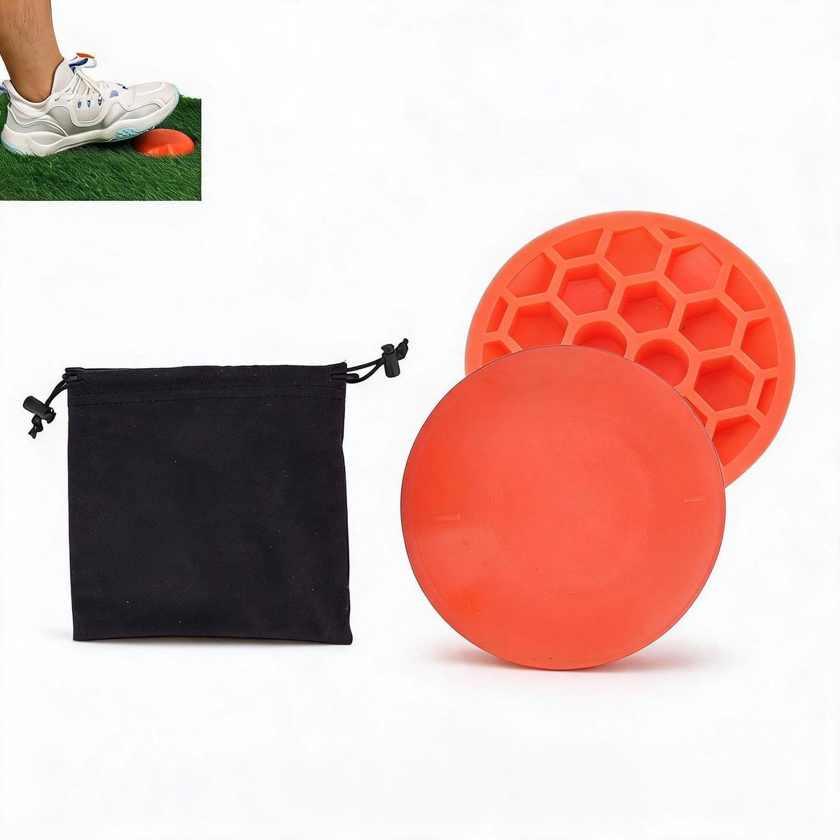 Dailygoods- Golfpedaal Oranje - Golftrainingsmateriaal - Vaardigheidsverbetering - Gewichtsoverdracht - Directe feedback - 2-delig set - Golftraining