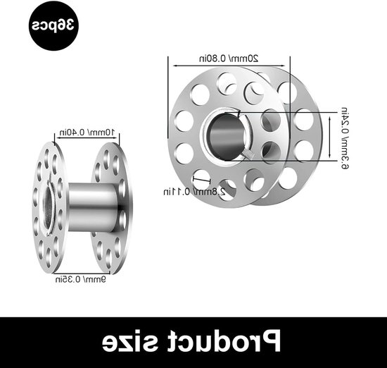 36 Stuks Metalen Spoelen voor Naaimachines met Transparante Opbergdoos - Lege Spoelen voor DIY, Naaien en Creatieve Projecten van Merkloos — afbeelding 5