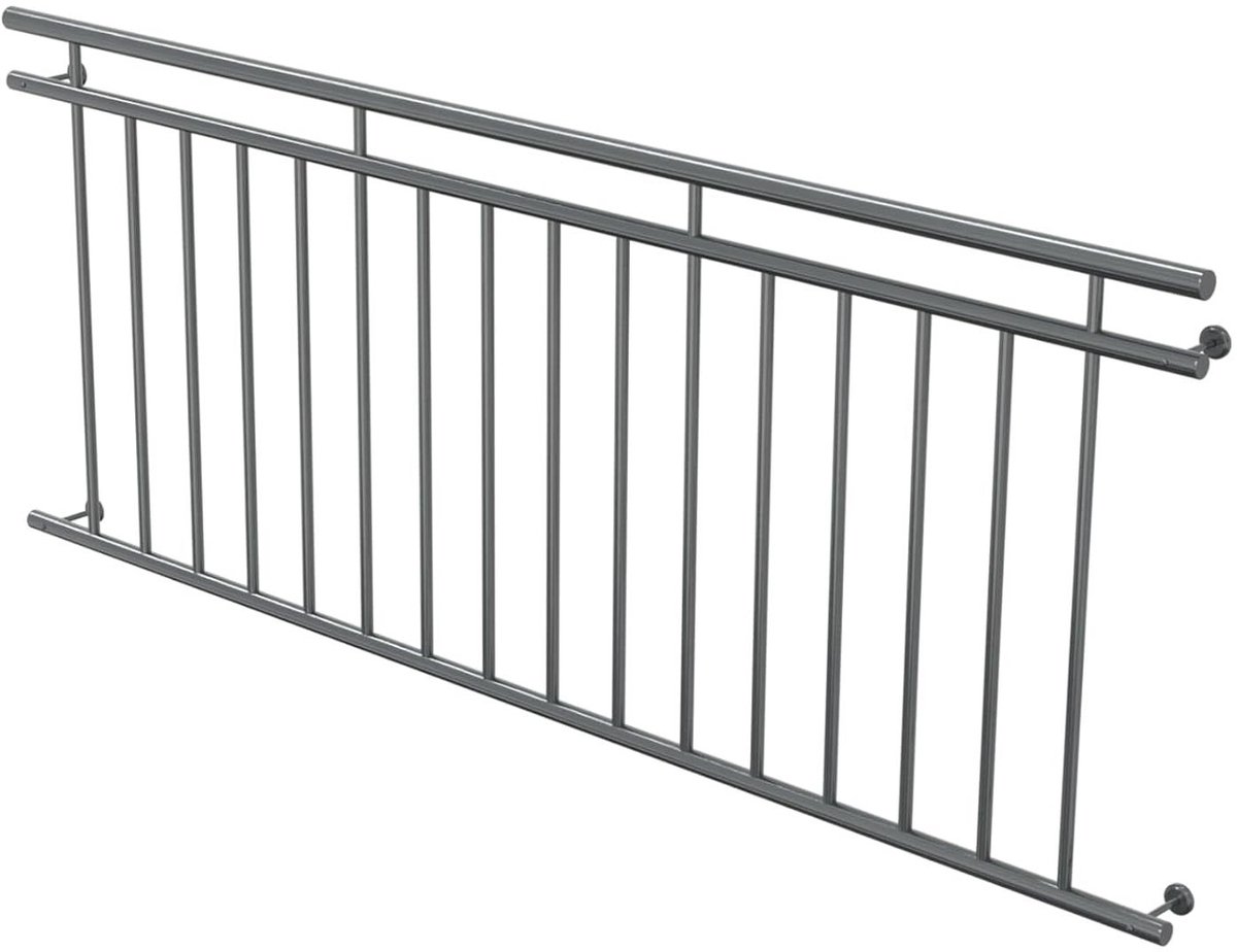 Frans Balkonhek - Juliet Balkon Balustrade - Gevel Verfraaien - Roestvrij Staal - 225 x 90 cm - Zilver