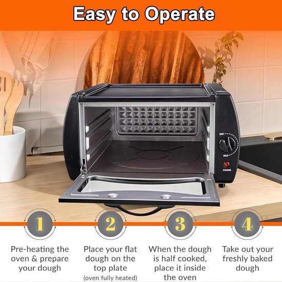 Elektrische Tandoor Oven - Pizza Maker Tandoori - Thuis Koken - Dubbele Pizza Bakplaat - 15L - Zwart — afbeelding 3
