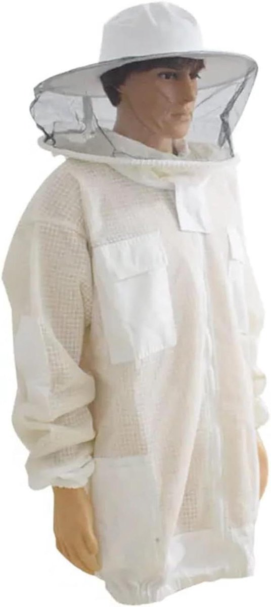 Bijenpak - Imkerjas Beschermend - Bijenteelt Beheer - 3-laags Ademend Gaas - XL - Wit