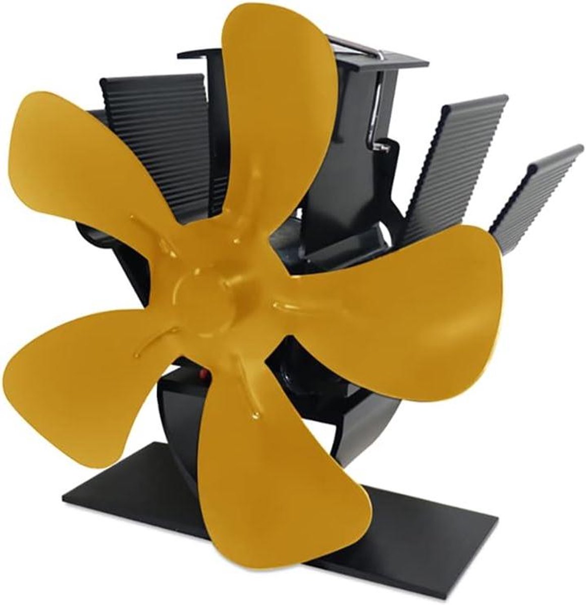 Haardkachel Ventilator - Warmte Ventilator - Warmte Verdelen - Zonder Elektriciteit - 5 Bladen - Goud