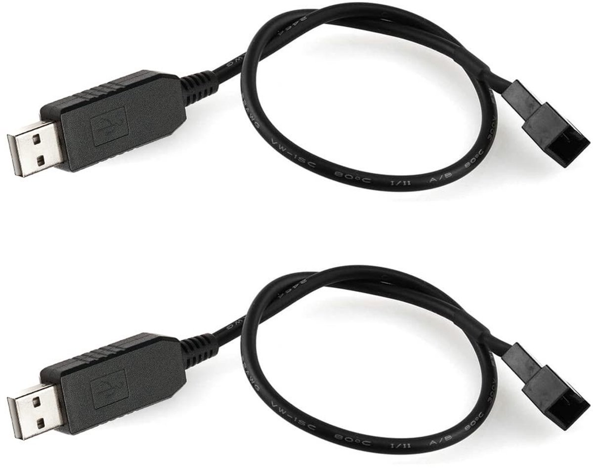 Dailygoody - Full Speed 12V Voltage Step-Up USB naar 3Pin en 4Pin - Voedingsadapterkabel voor PC - 32 cm - 2 Stuks - Voor Koeling van Apparat...