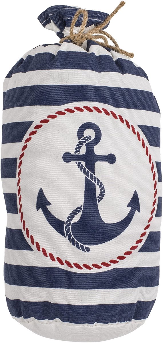 Dailygoody - OmGoods - Dailygoody - Deurstopper - Deurbuffer - Decoratief en functioneel - Anker groot - Blauw/wit gestreept - Maritiem design - Geschikt voor elk interieur