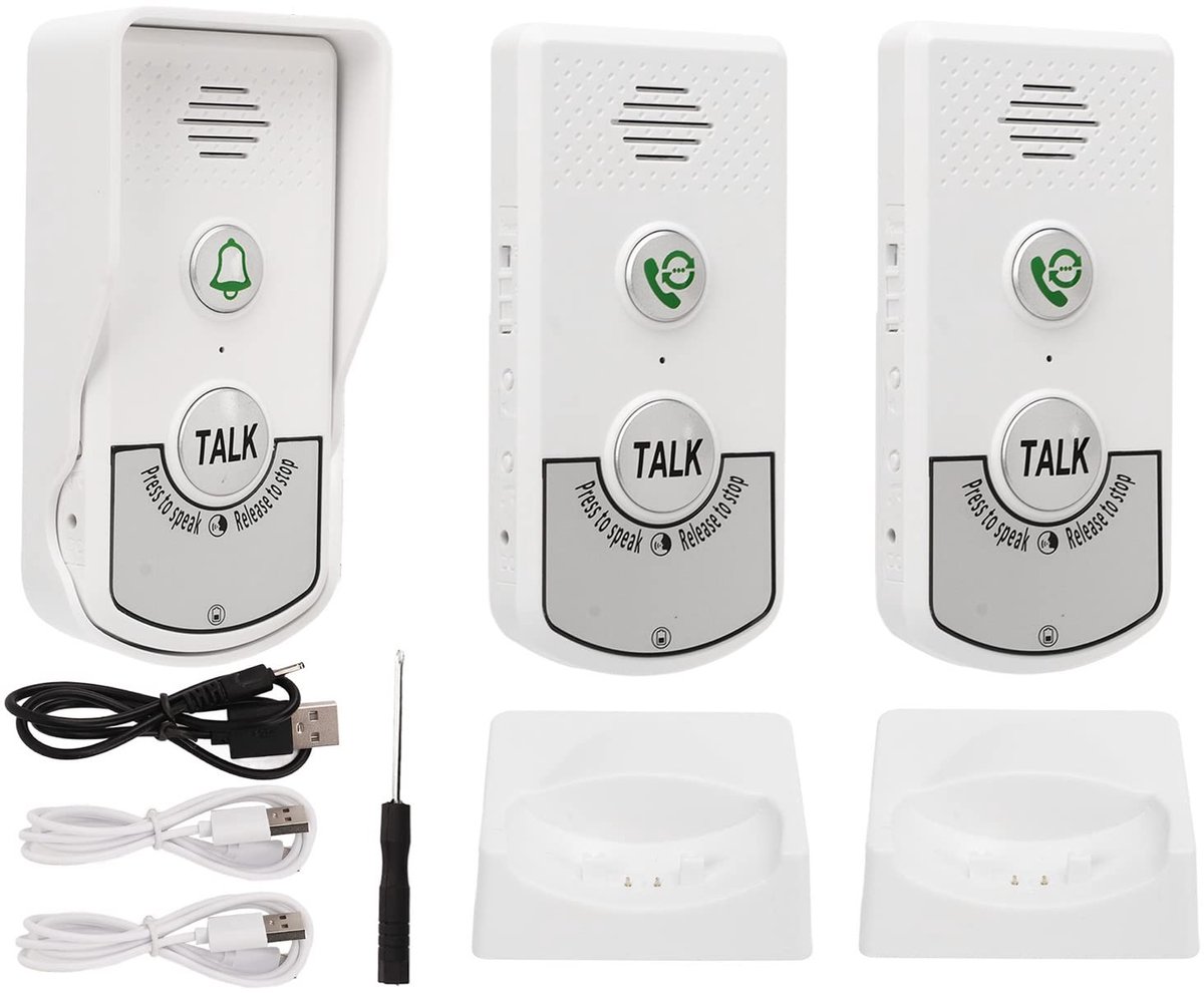 Dailygoody - Draadloze Intercomdeurbel - Elektronische Deurbel - Buitendeurbel met 2 Binnendeurbellen - 1000 M Bereik - Geschikt voor Huis en Hotel - ...