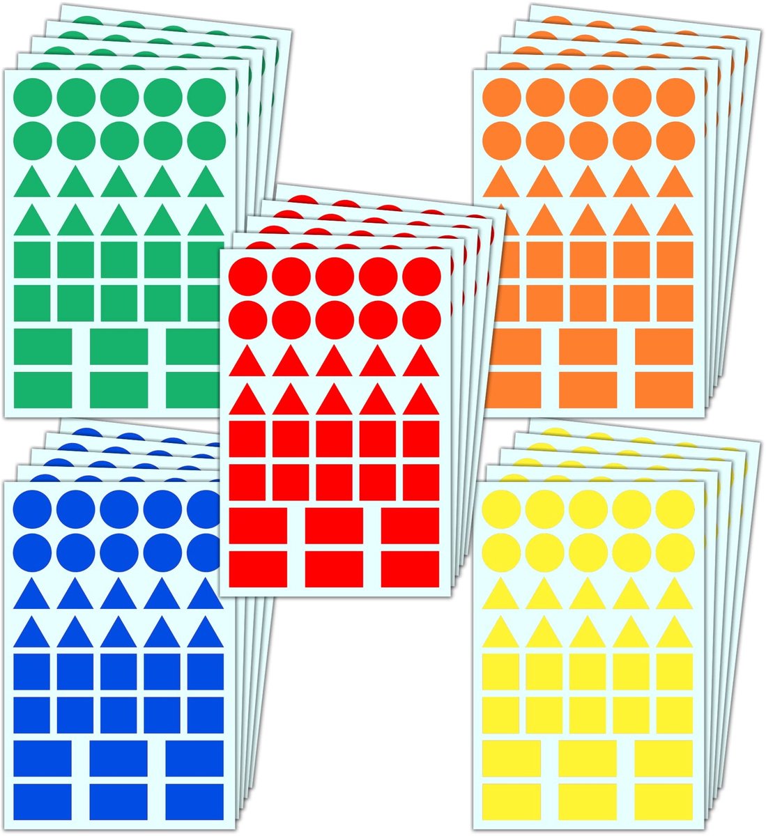 Dailygoody - Gekleurde Vormstickers - Zelfklevende Etiketten - 1800 Stuks - 20 mm - Perfect voor Creatieve Projecten - Geschikt voor Kinderen en Volwa...