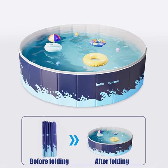Kinderbadje Opvouwbaar - Babybadje Buiten - Waterspelletjes Spelen - Grote Capaciteit - 90 x 90 x 48 cm - Blauw — afbeelding 3