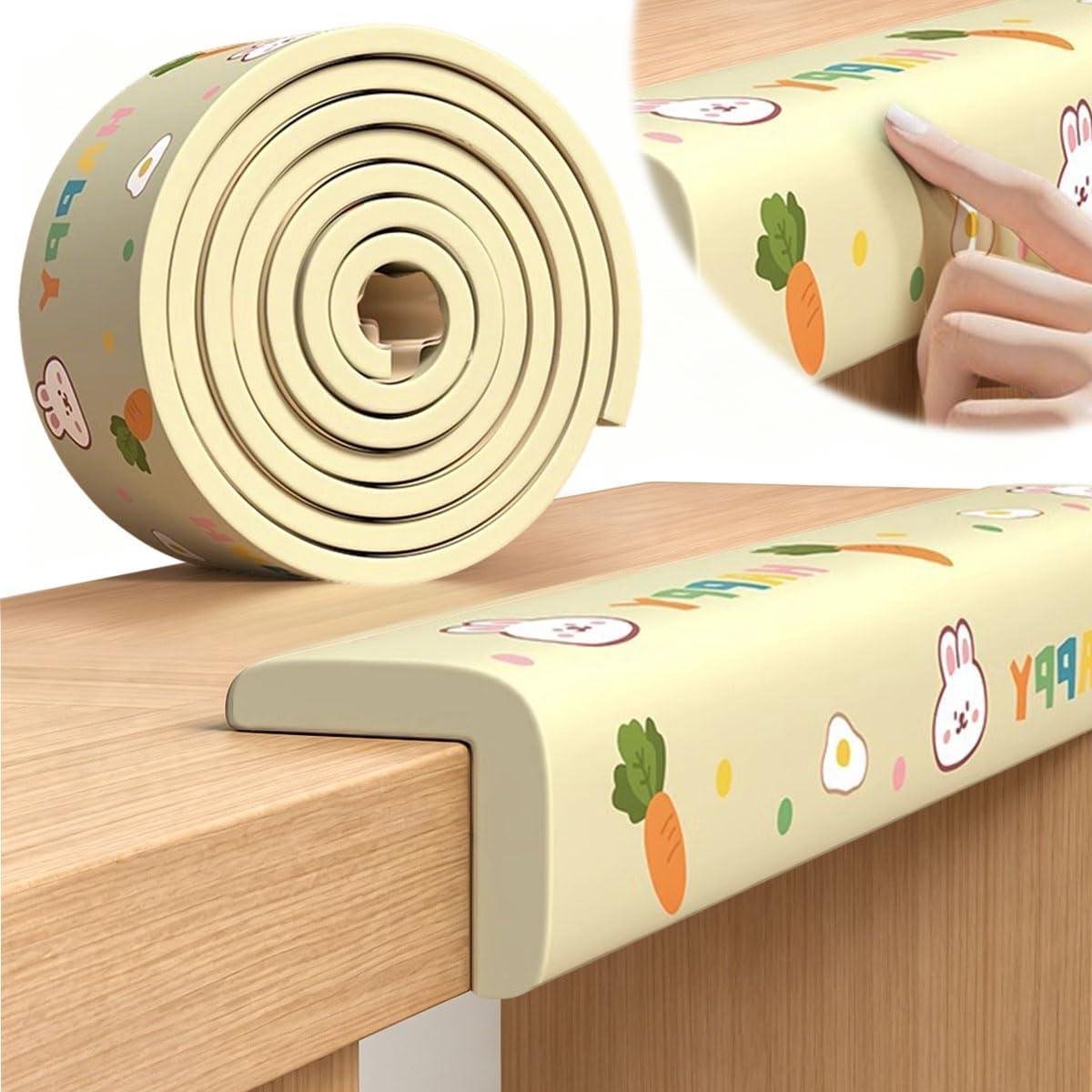 Schuimrubber Randbescherming - Babyproof Randen - Kinderen Beveiligen - Hoge Dichtheid Schuim - 2M X 8CM - Beige