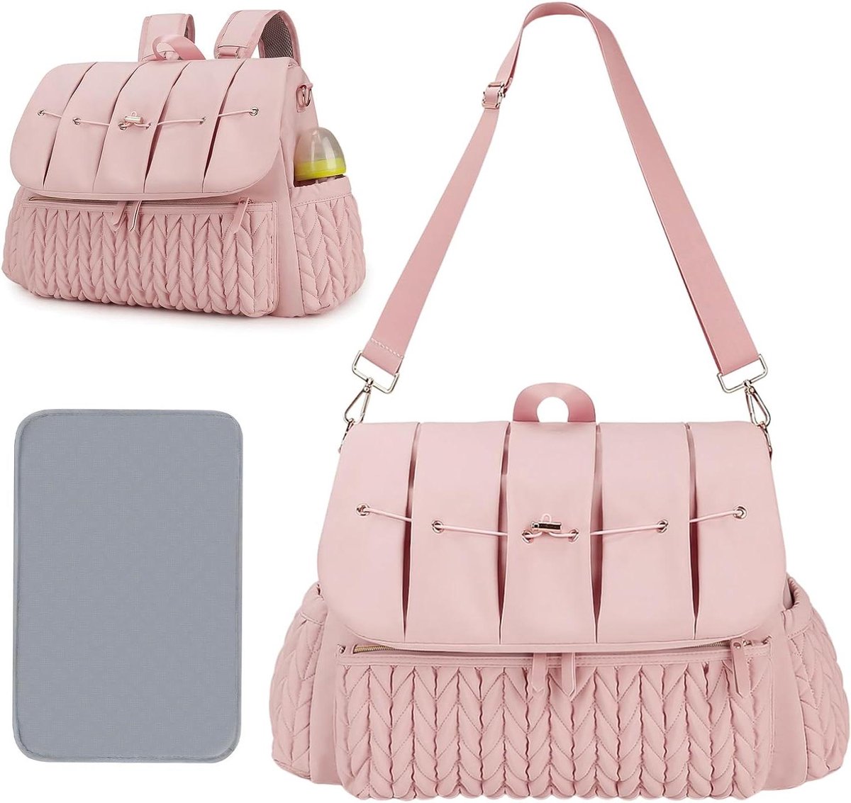 Luierrugzak - Mamataas Luiertas - Babyverzorging Onderweg - Grote Capaciteit - 42 x 12 x 30 cm - Roze