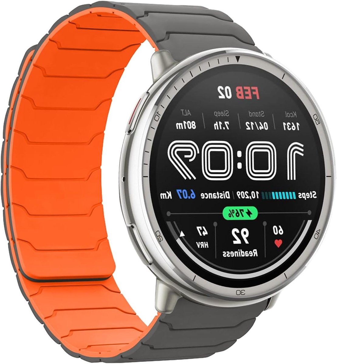 20mm Magnetische Silicone Armband voor Smartwatches, Geschikt voor T-Rex 3 Pro, GTR Mini en GTS 4, Comfortabele en Duurzame Band voor Mannen en Vrouwen, Grijs