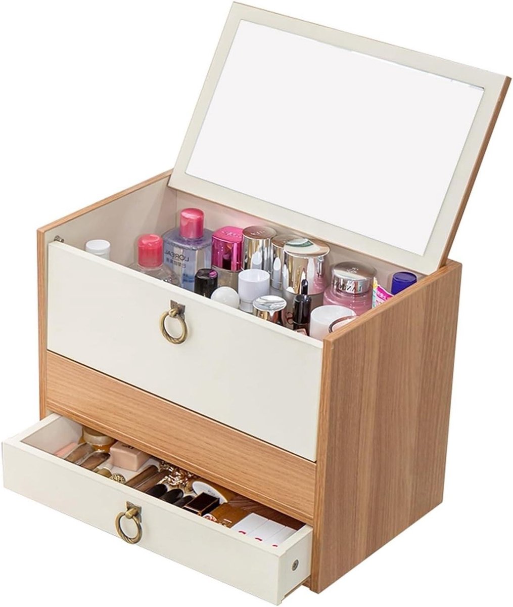 Make-up Opberger - Cosmetica Organizer - Sieraden Opbergen - Met Lade en Dubbele Deuren