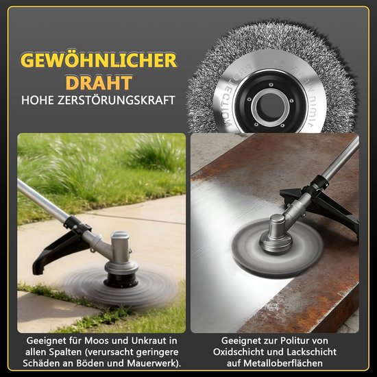 Onkruidborstel - Borstelmaaier Opzetstuk - Onkruid Verwijderen - Professionele Kwaliteit - 25 cm - Metaal — afbeelding 3