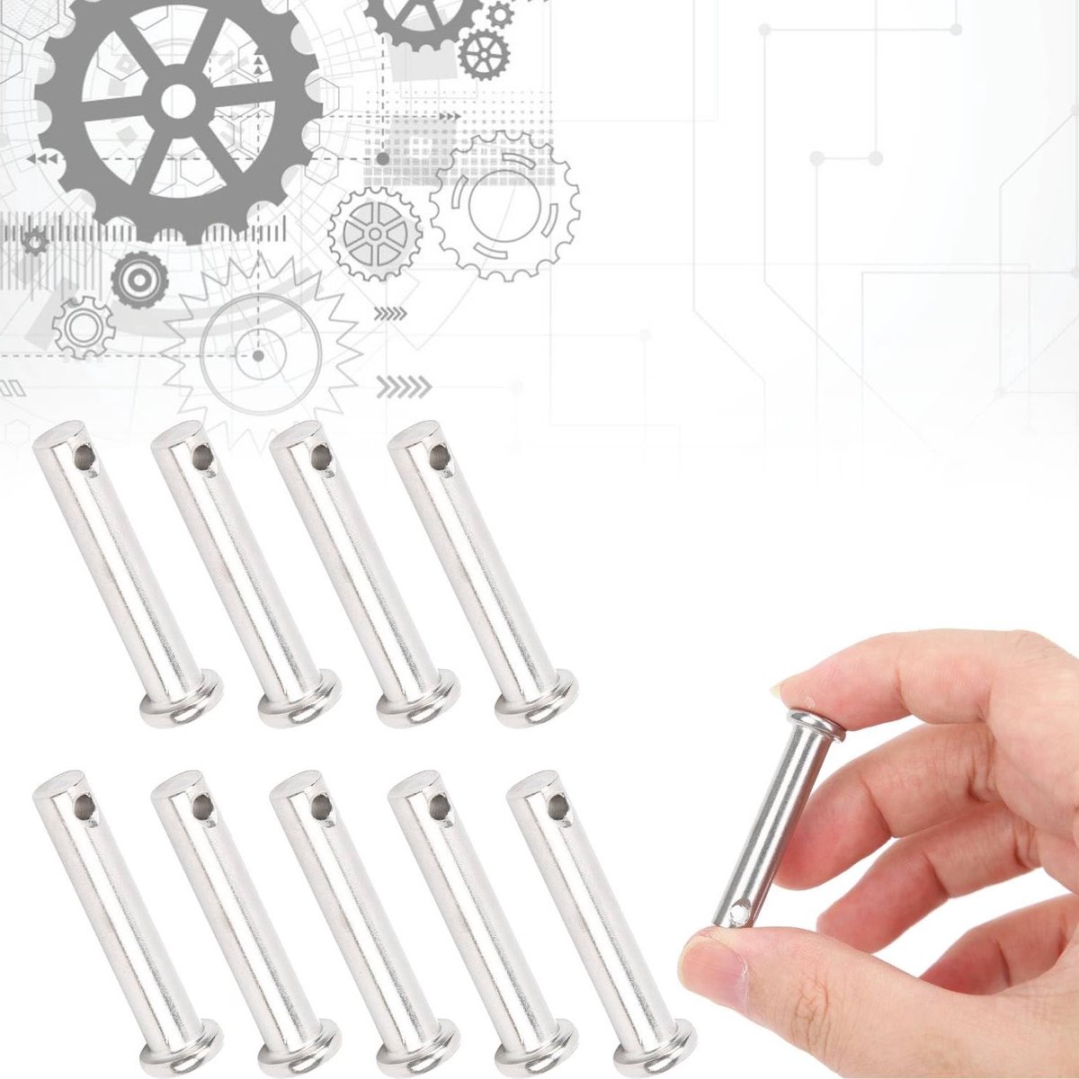 Ronde Positioneringspinnen van RVS - 10 Stuks Gaffelpinnen M8X40mm voor Koud Logo en Ambachtelijk Gebruik