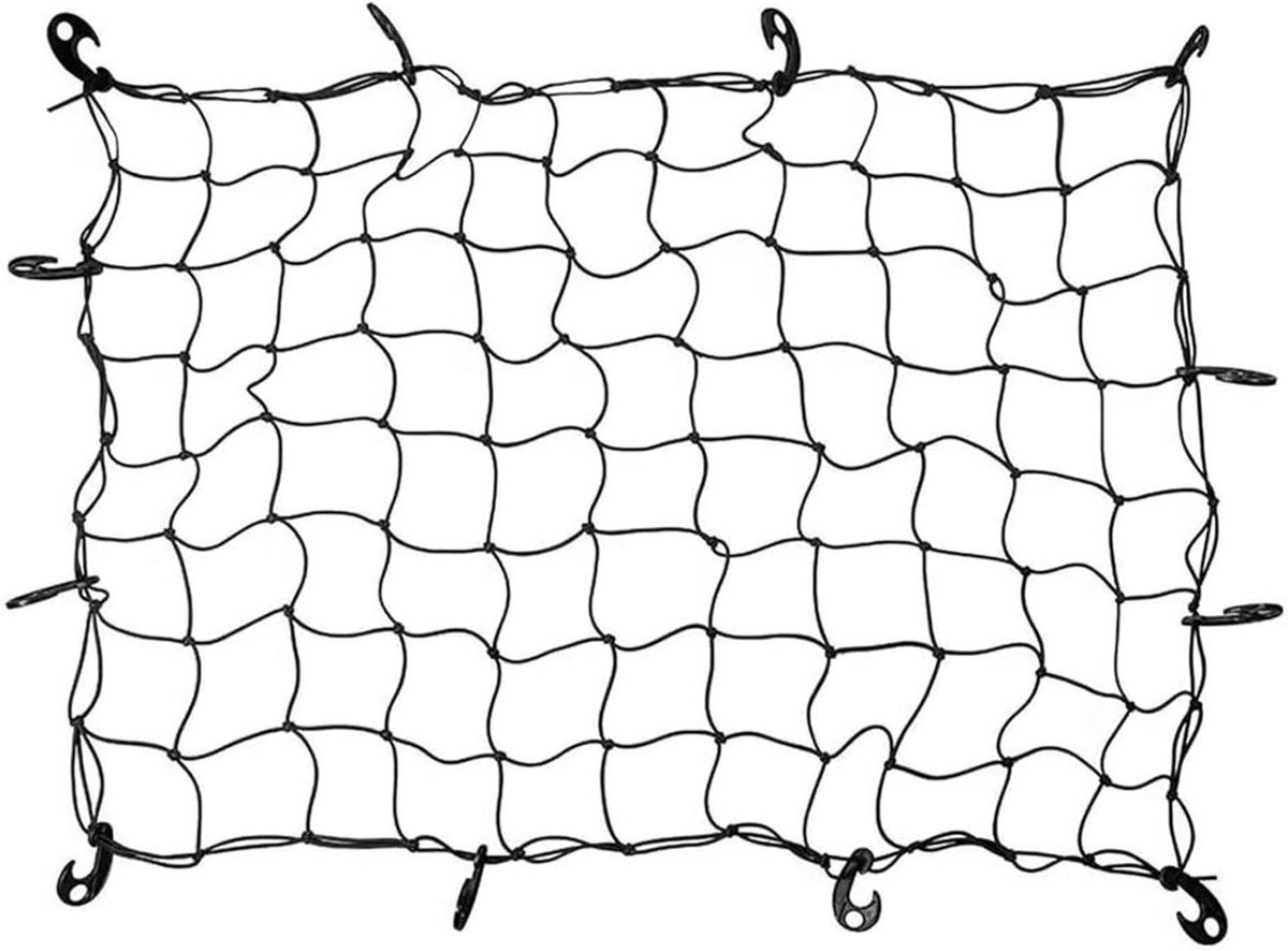 Bagagenet Dakrek - Imperiaal Net Bungee - Lading Zekeren - Verstelbare Haken - 90x120 cm - Zwart