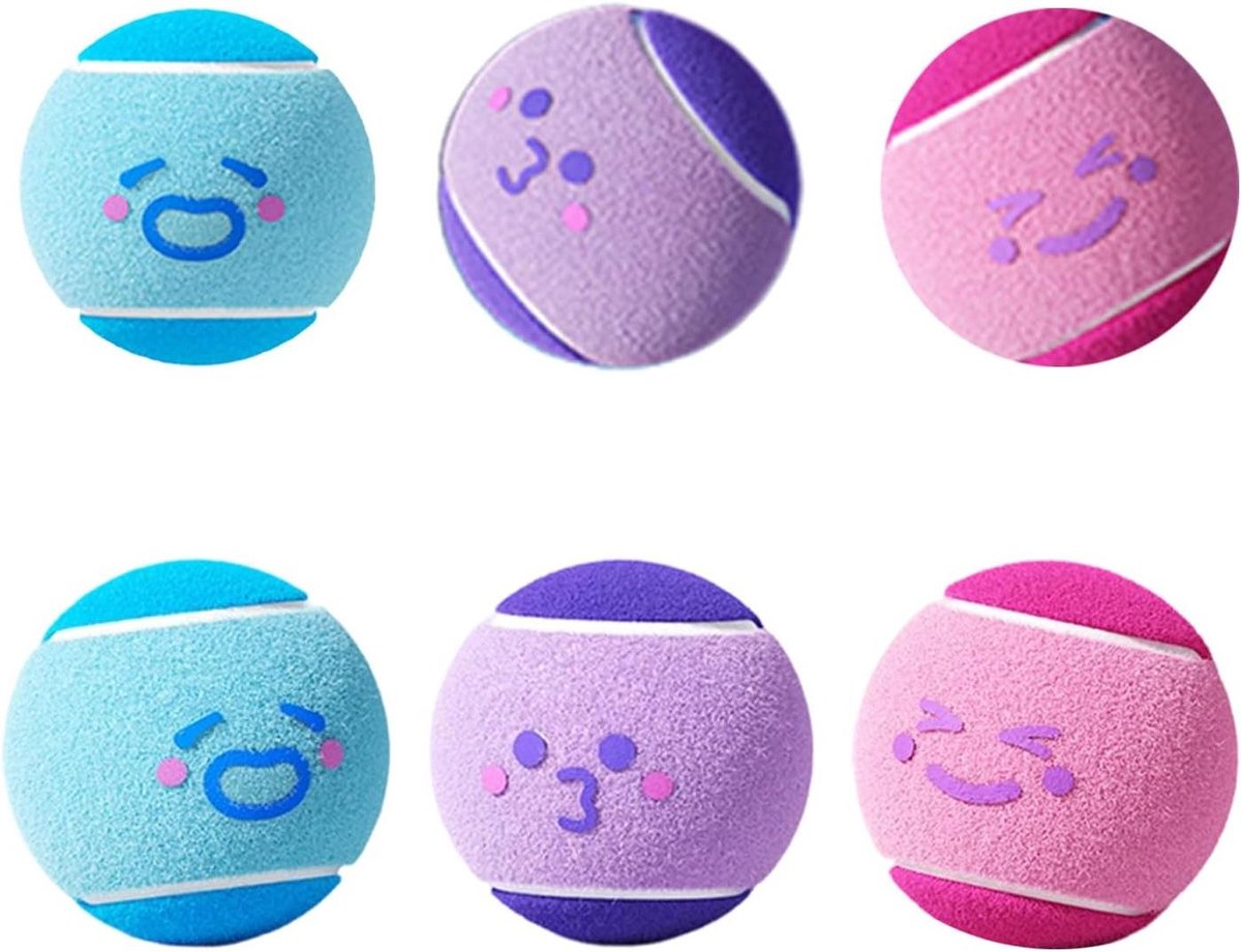 Hondentennisballen - Speelgoed ballen - Actieve Huisdieren - Stevig en Veilig - 6 Stuks - Multicolor