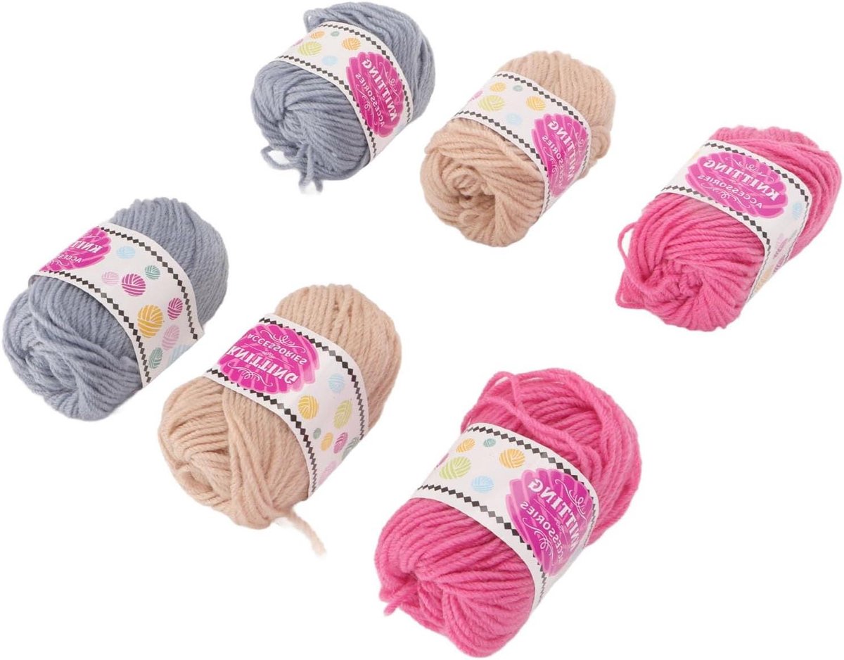 Qcwwy Breigereedschap Accessoires voor Breimachine Gehaakte Draad Zacht, Huidvriendelijk Heldere Kleuren met 6 Stuks Multifunctioneel Garen voor Beginners Kinderen Knutselen Handtassen Dekens