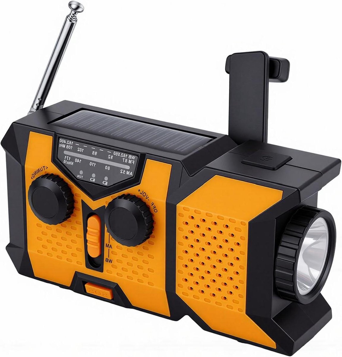 Draagbare Radio - Noodradio - Buiten Avonturen - Handslinger Opladen - 2000 mAh Batterij - Oranje