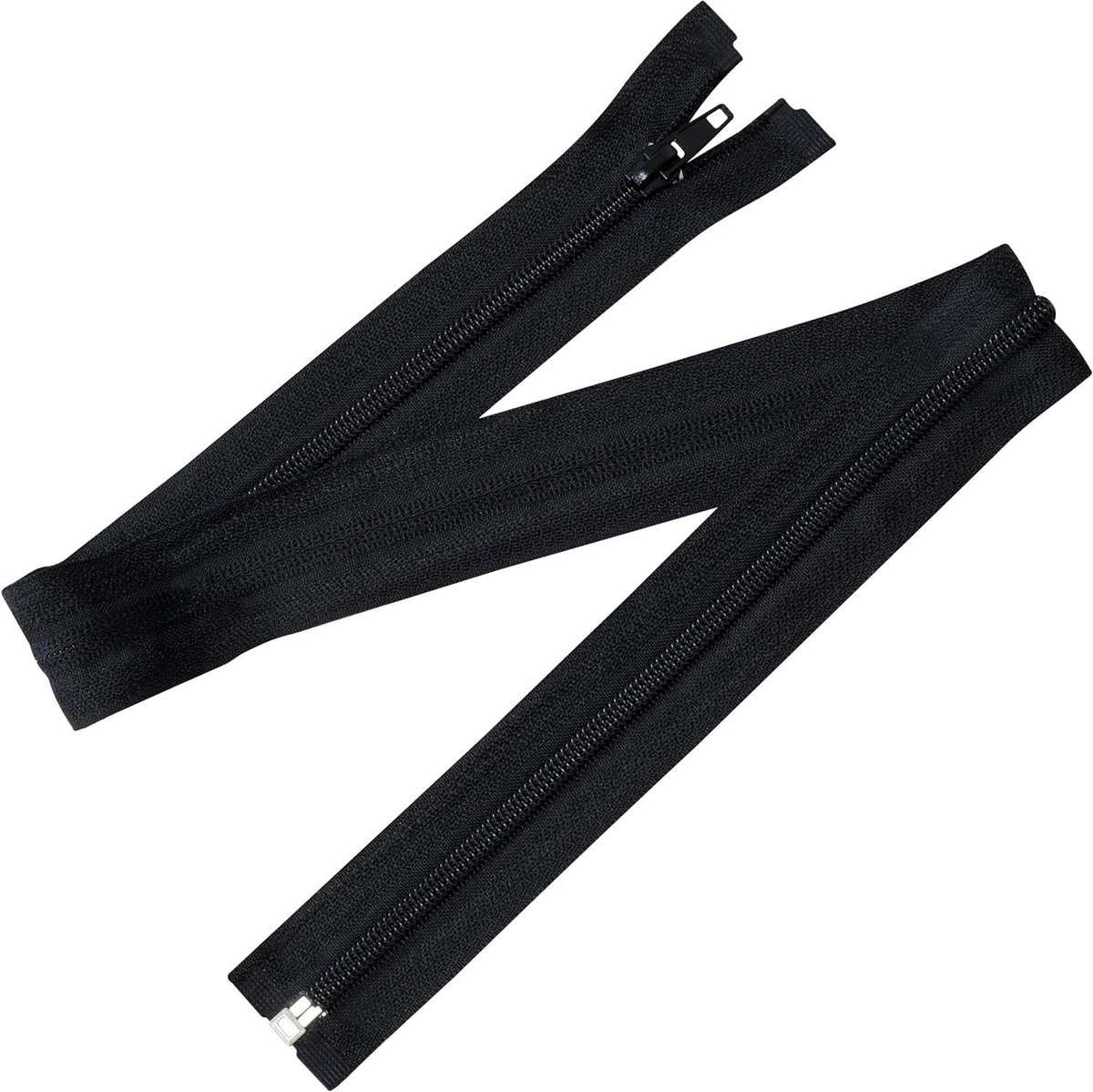 AERZETIX - Set of 5 spiral zippers N°5, 70 cm, divisible with slider - made of metal nylon polyester - color black - sewing crafts DIY textile clothing