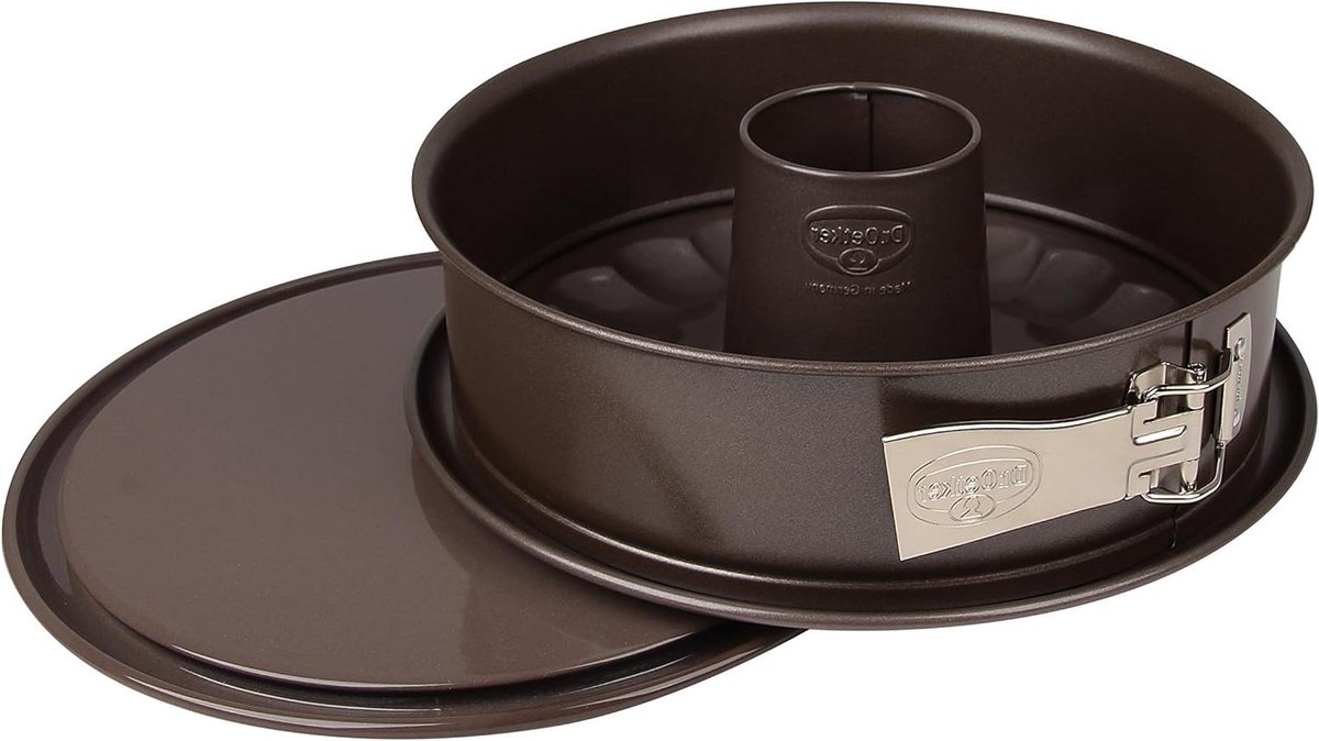 Springvorm Ø 28 cm met vlakke en buisbodem - antiaanbaklaag (bruin) - 1 stuk Springvorm