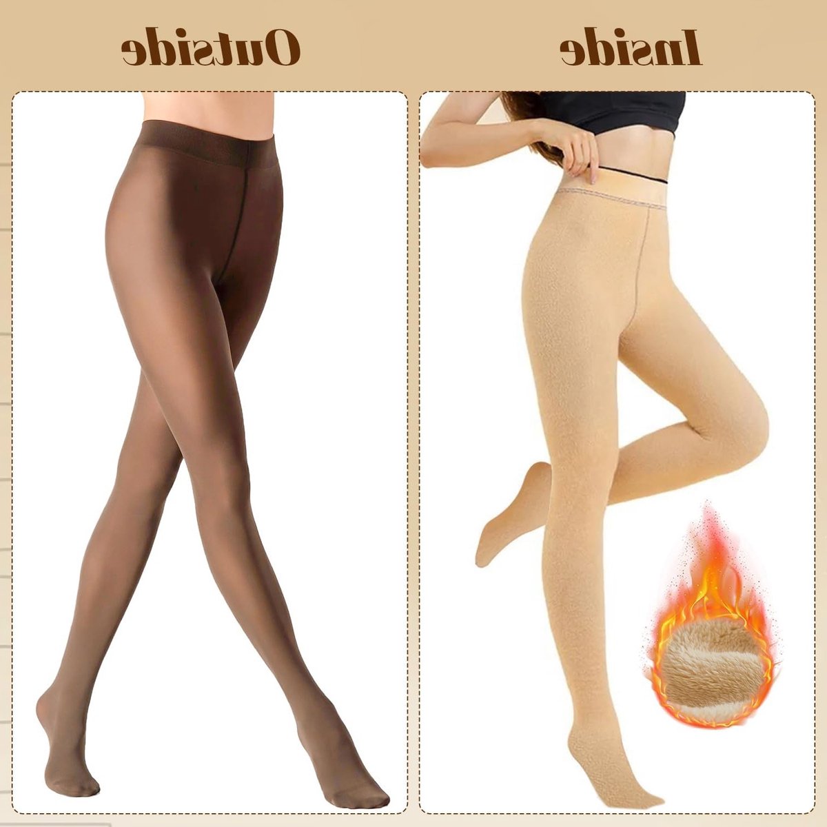 Dikke thermoleggings met fleecevoering voor vrouwen, warm en transparant voor de winter