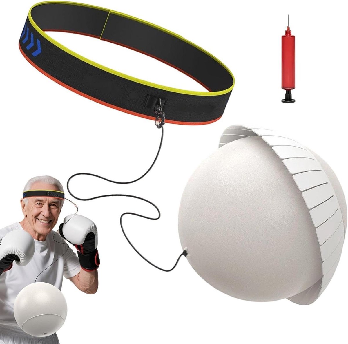 Boksbal - Reflexbal - Sport Training - Verstelbare Hoofdband - Minder dan 21 cm - Wit