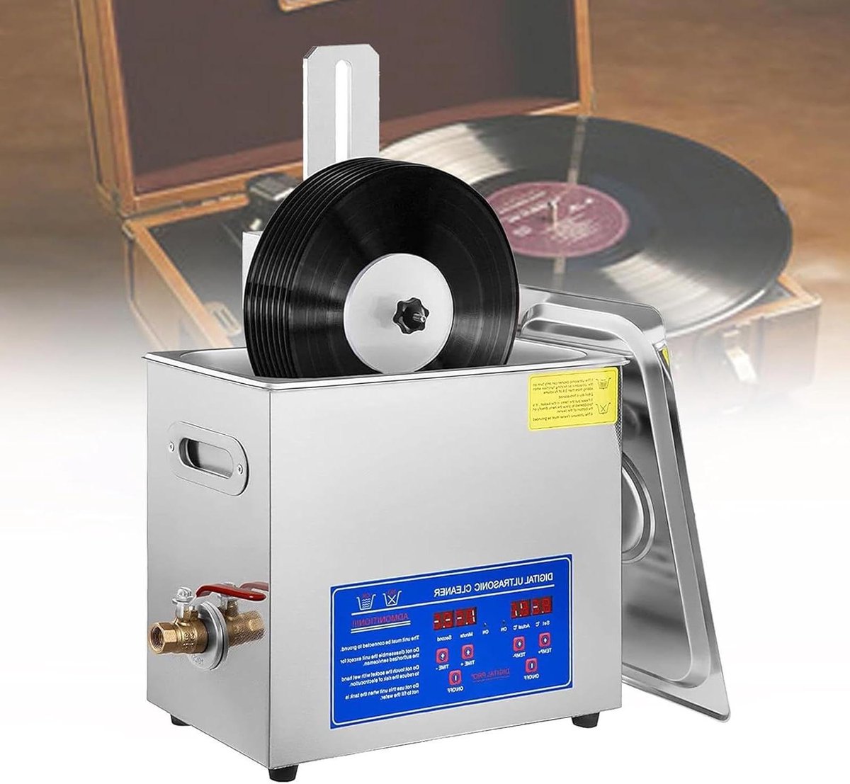 Ultrasone Reiniger - Schoonmaakapparaat - Platen Ontstoffen - Verwarmd Met Timer - 6L Capaciteit - Zilver