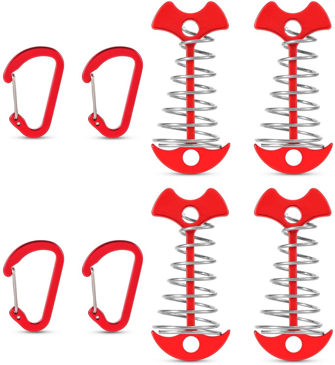 Dailygoody - Solidchoice - Dailygoody - Fishbone Dekankerharingen - Aluminium Tentankers - Kleurig en Lichtgewicht - Karabijnhaken Bijgeleverd - Geschikt voor Kamperen en Wandel..