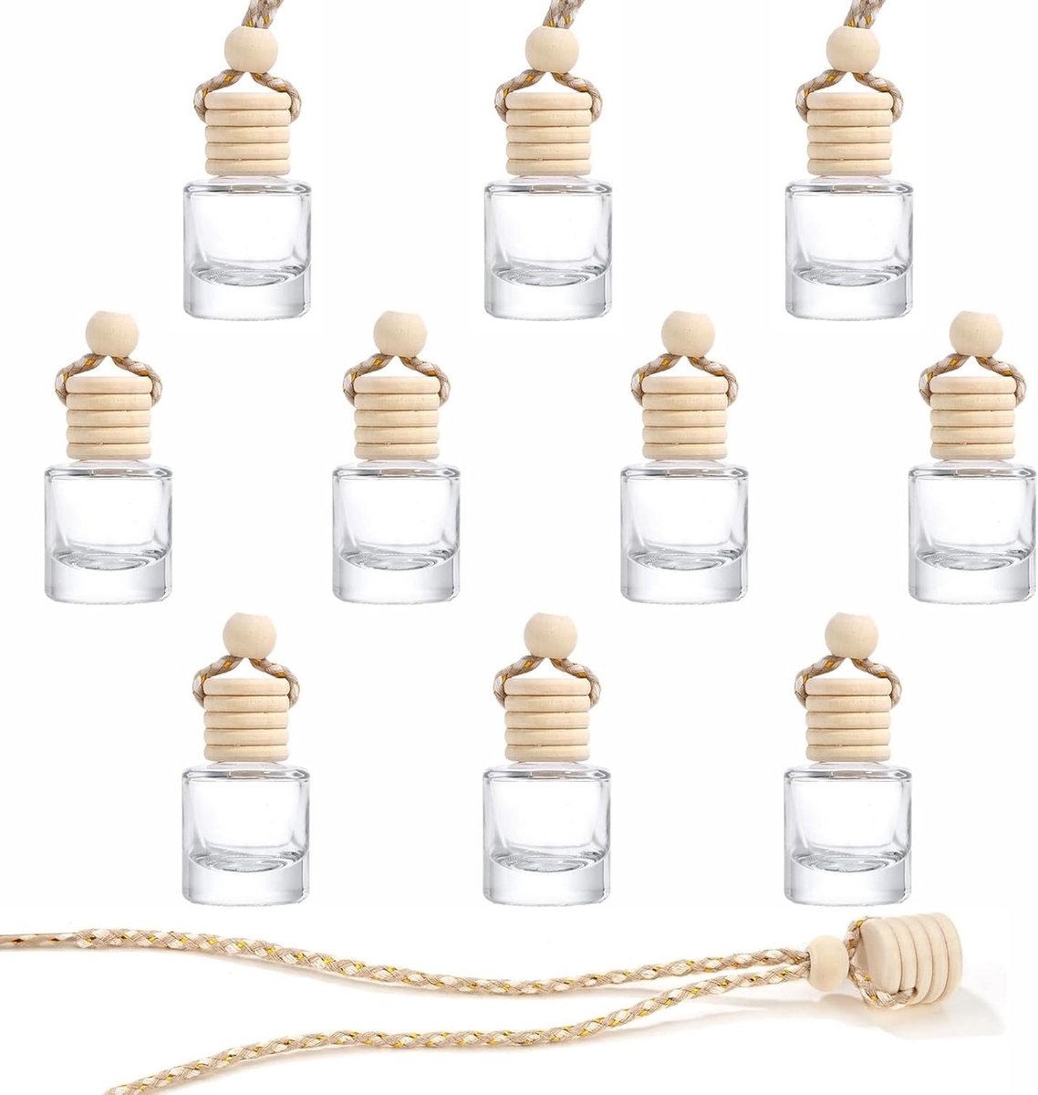10 Stuks 10ml Hangende Diffuser voor Auto, Luchtverfrisser, Essentiële Olie, Herbruikbaar, Voor Thuis en Kantoor, Geur en Decoratie