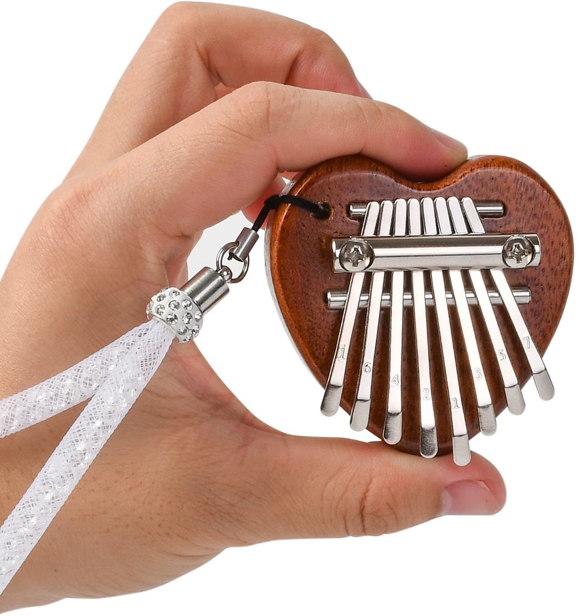 Dailygoody - Mini Kalimba - Draagbare Duimpiano - Hartvormig - Muzikaal Geschenk voor Beginners - Lichtgewicht en Compact - Perfect voor Buiten