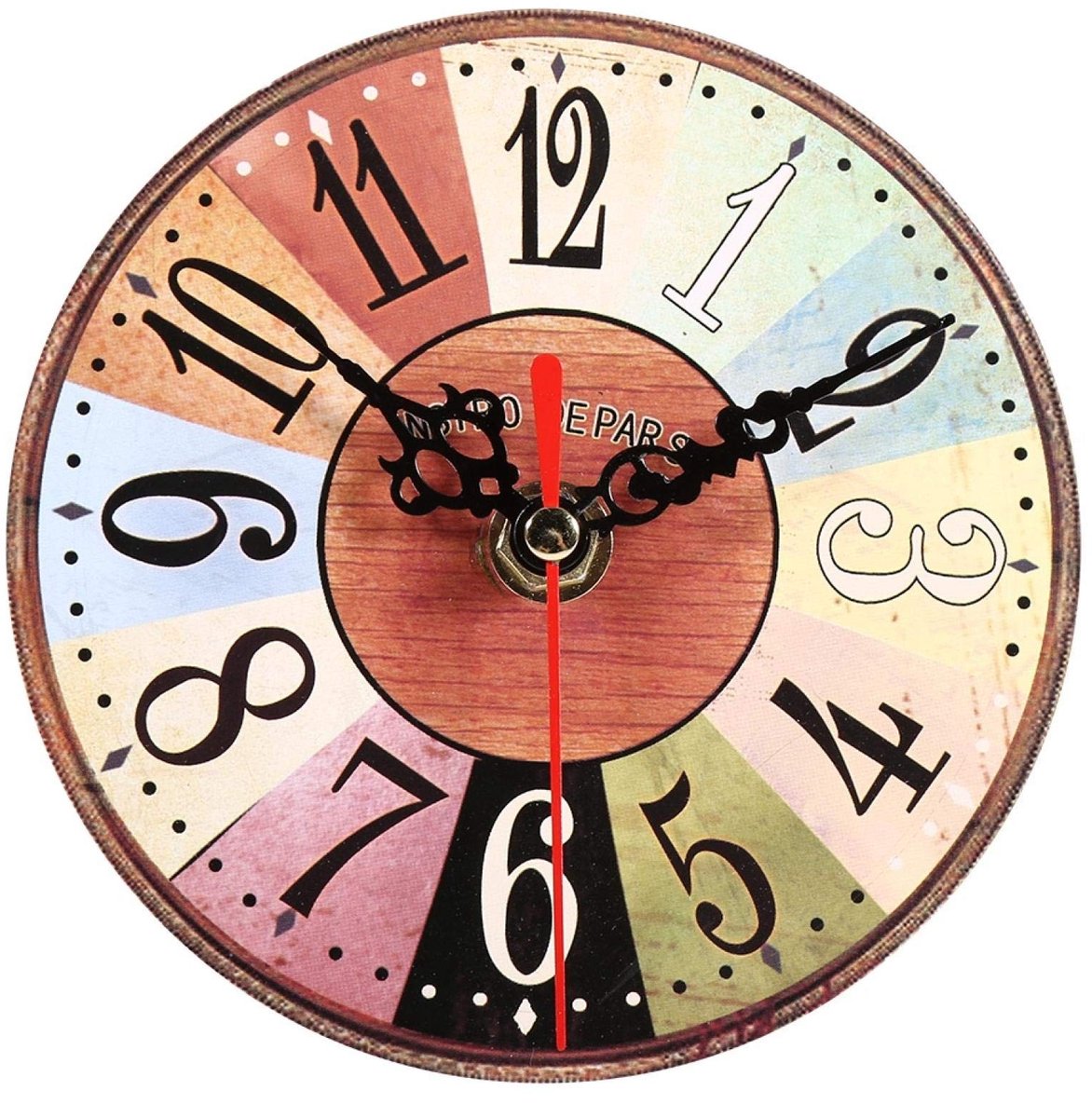 Dailygoody - Wandklok - Antieke Houten Klok - 4.7 Inch Ronde Vorm - Vintage Wandklok - Decoratie voor Woonkamer - Geschikt voor Thuis en Kantoor