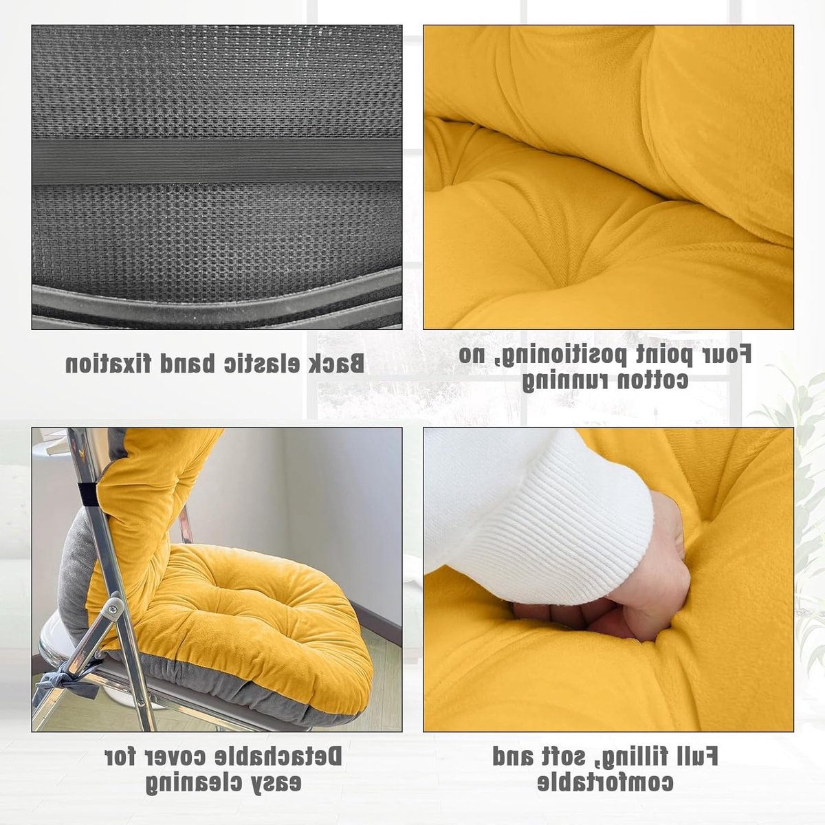 Zachte en Warme Kussens voor Stoelen met Rugleuning, Perfect voor Tuin, Kantoor en Schommelstoel, Inclusief Verstelbare Touwen, 42 x 85 cm, Rice White