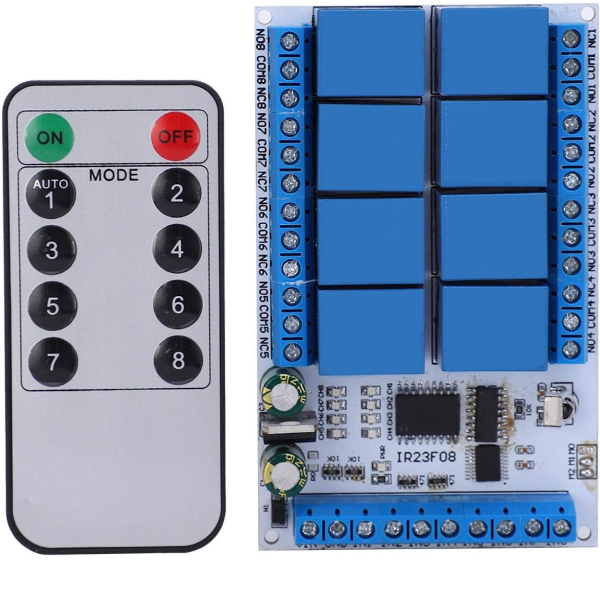Dailygoody - Infrarood relais - 8-kanaals afstandsbediening - Multifunctioneel en compact - 12V - Schakelrelais - Voor diverse toepassingen - Innovati.