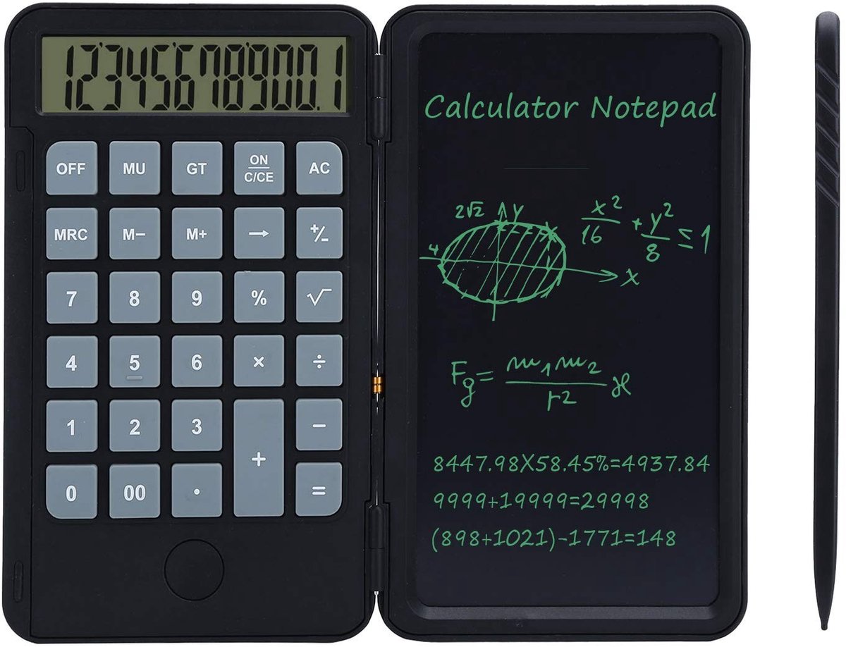 Dailygoody - OmGoods - Dailygoody - Calculator Kladblok - 2 in 1 rekenmachine en LCD-schrijfbord - Type-C oplaadbaar - Voor kantoor en school - Handig en veelzijdig