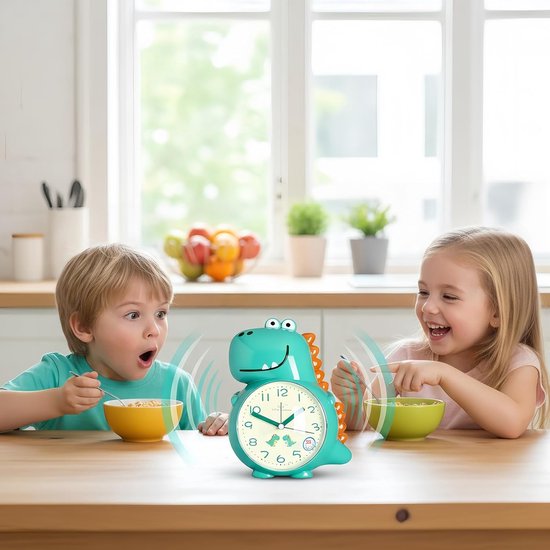 Kinder Wekker - Tafelklok Dier - Tijd Leren - Interactieve Spraakondersteuning - 19.5 cm - Groen van kinder — afbeelding 2