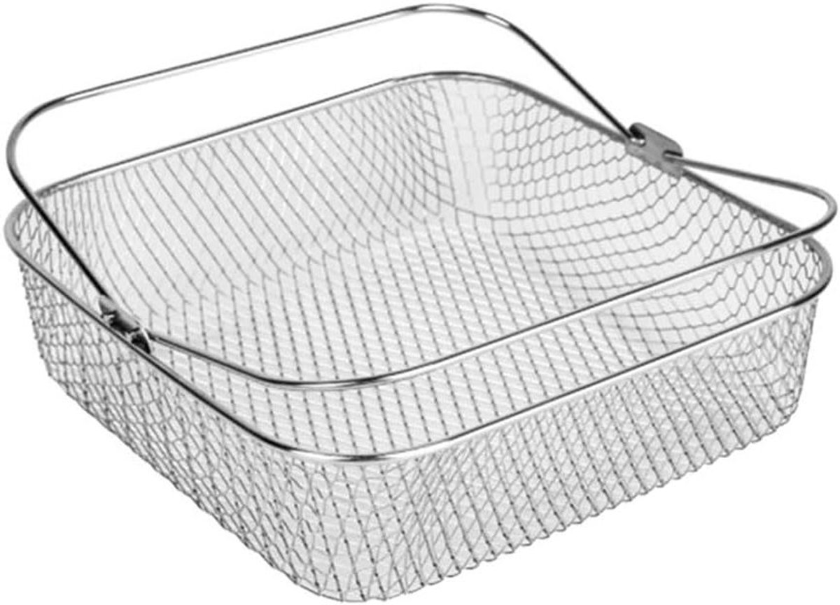 Airfryer Mand Gaasmand Lade Koken Bakken Roestvrij Staal 22 x 22 x 7 cm Zilver