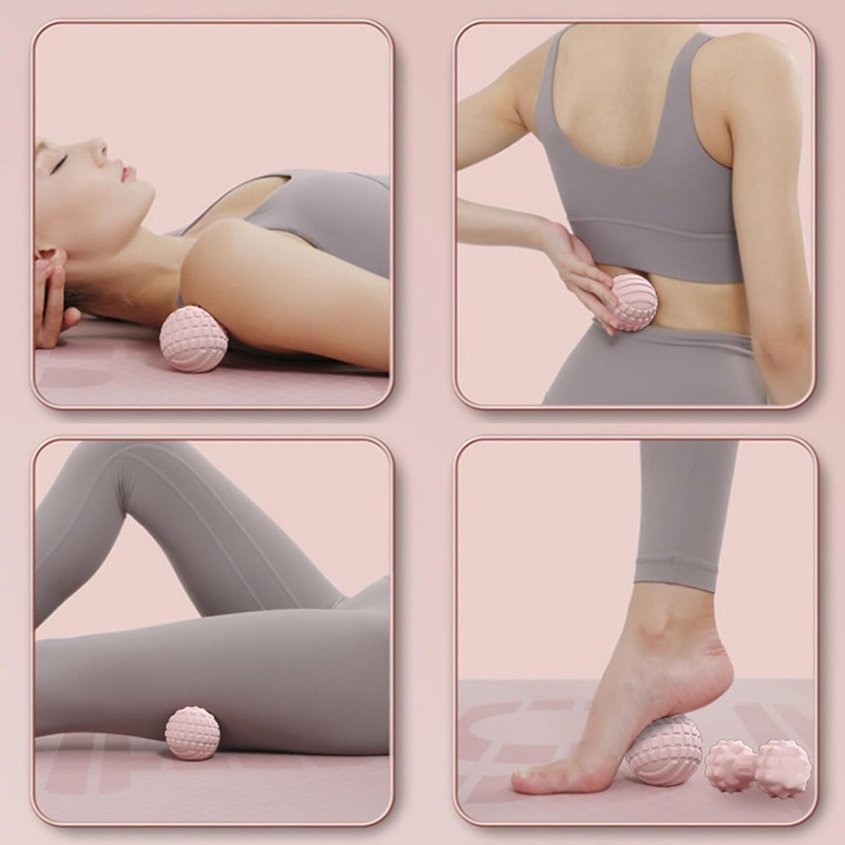 Massagebal Set - Fascia Bal - Spierherstel - Drijvende Punt - 6 cm Diameter - Roze/Blauw/Groen/Paars
