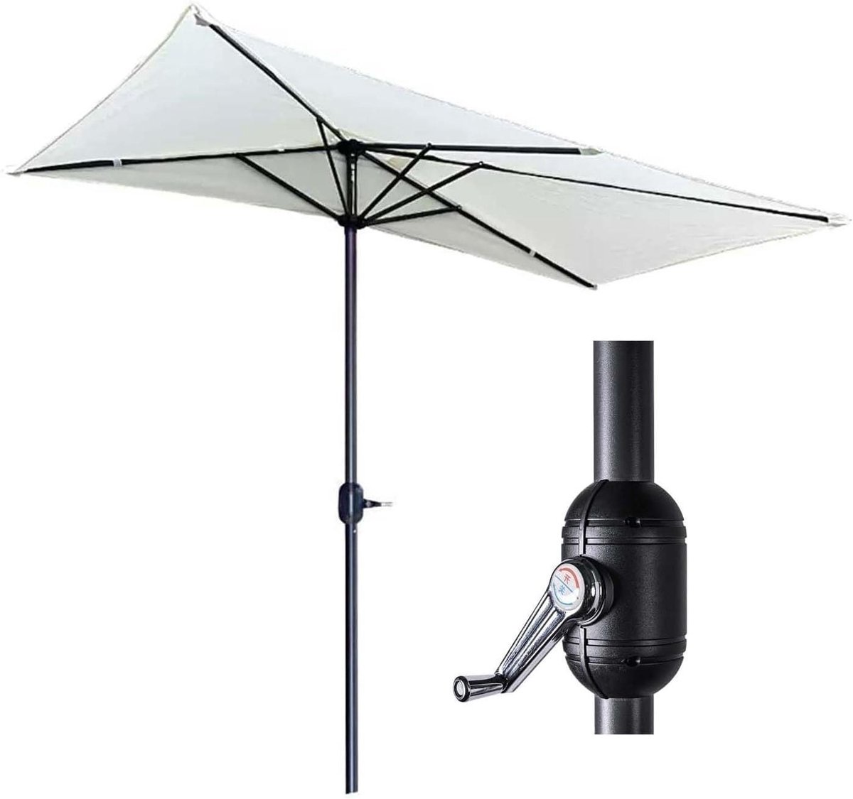 Halteronde Parasol - Balkon Parasol Tuin - Buiten Ruimte Creëren - Half Zijdige Ontwerp - 200x100cm - Beige