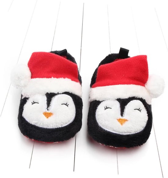 Babyschoentjes - Babysokjes Moccasins - Eerste Stapjes - Zachte Coral Fleece - 11 x 6 cm - Zwart Rood — afbeelding 2