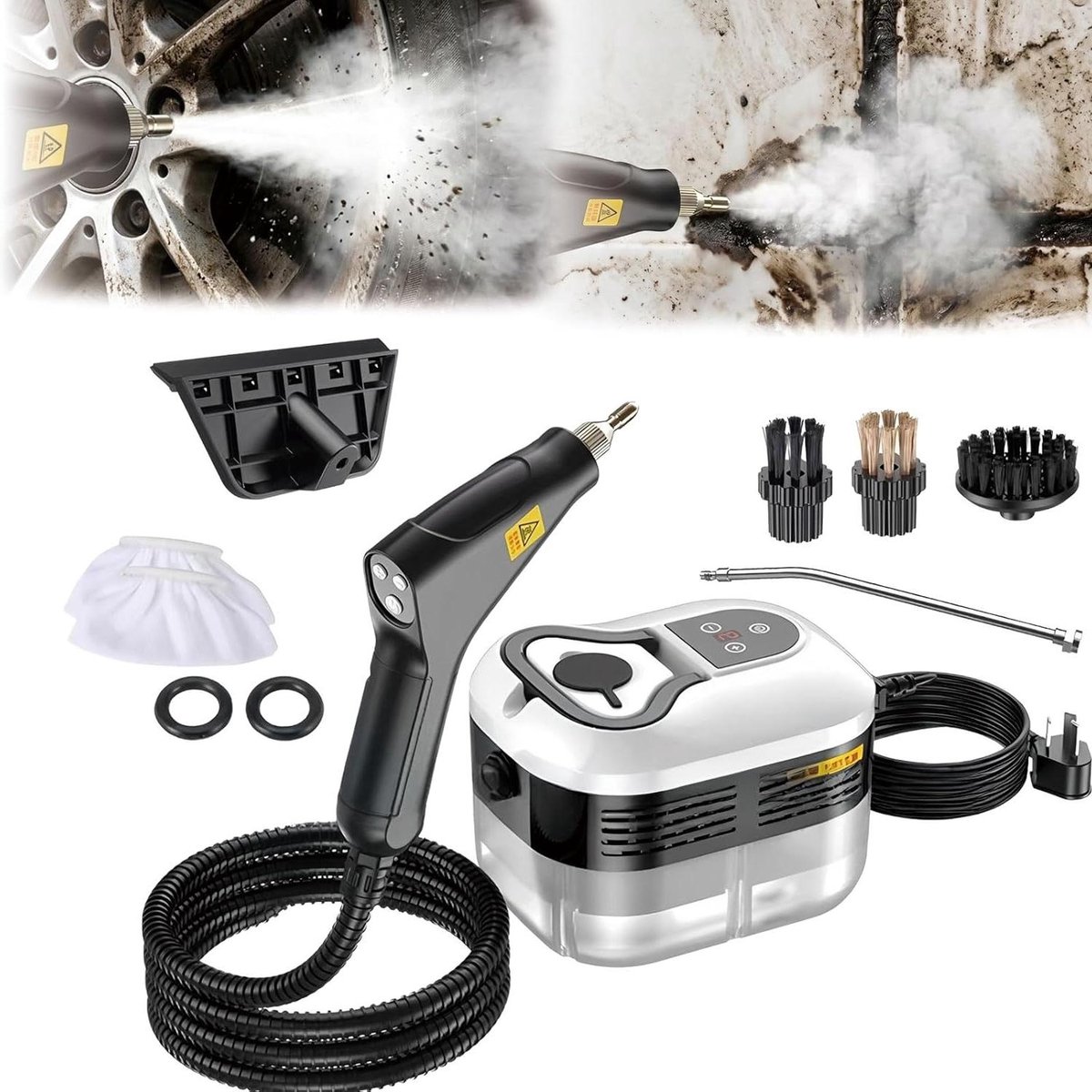 Handstoomreiniger - Stoomapparaat Hogedruk - Dieptereiniging Huis - 15s Snelle Opwarming - 1200ml Tank - Wit