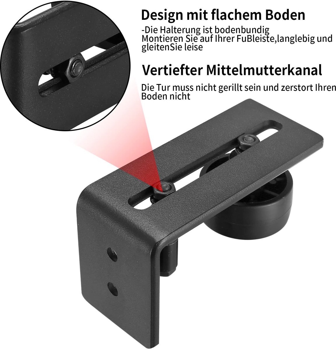 Dailygoody - Sliding Door Bottom Guide - Verstelbare Deurgids - Voor een soepele werking - Zwart - Deursysteem - Geschikt voor alle schuifdeuren