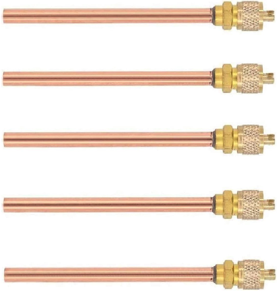 Dailygoody - Service Access Valve - 1/4 inch - Goudkleurig - Toepassing voor airconditioning - 5 stuks - Geschikt voor koelinstallaties