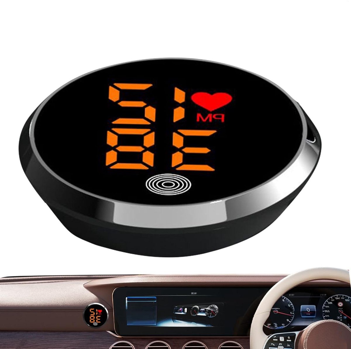 Digitale Dashboard Klok - Auto Klok LED - Tijd Weergeven - Zelfklevend - 4.6 x 4.6 cm - Zwart