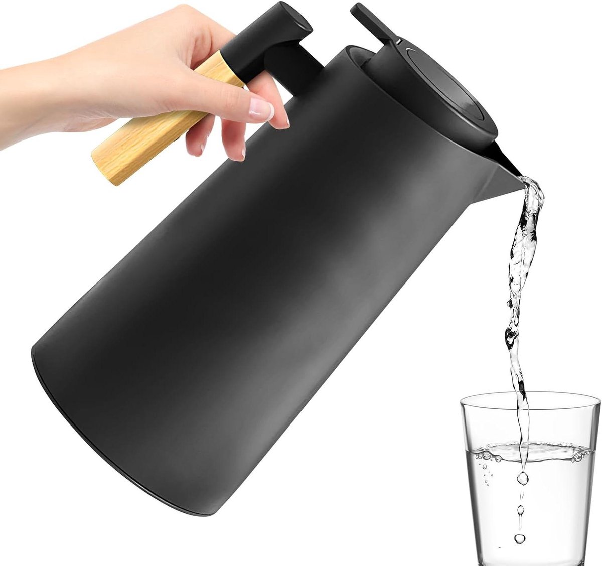 Thermoskan - Karaf - Dranken Warm Houden - Lekvrije Afdichting - 1000 ml - Zwart